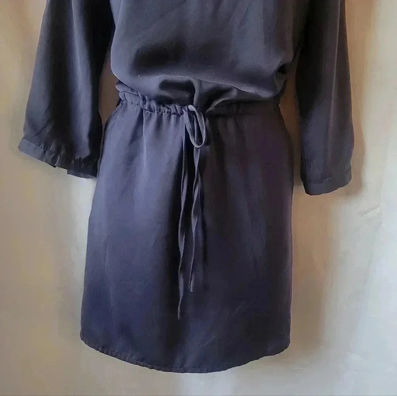 SIZE SMALL Tinley Road Silky Split-Neck Smocked Waist Drawstring Dress, Blue - Picture 10 of 10